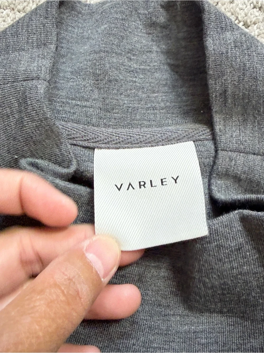 Varley Women’s Bay Sweat Pullover Lightweight Doubleface Mock Neck in Gray L